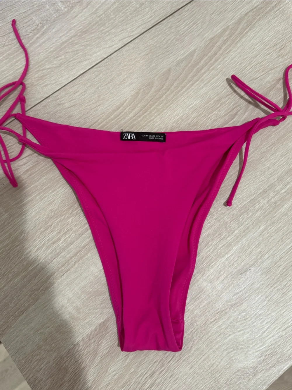 Zara Hot Pink Bikini Bottom with Tie Detail